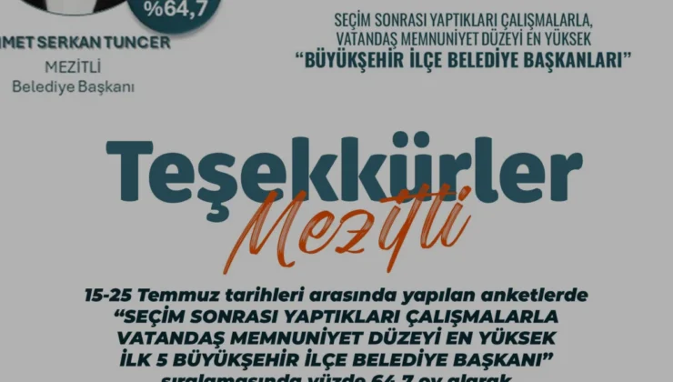 Mezitli Belediye Başkanı Ahmet Serkan Tuncer Türkiye Birincisi Oldu
