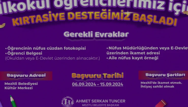 Mezitli Belediyesi ihtiyaç sahibi öğrenciler için kırtasiye desteği başlattı