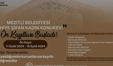 Mezitli Belediyesi kız öğrenciler için konukevi ön kayıtlarını başlattı