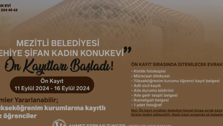 Mezitli Belediyesi kız öğrenciler için konukevi ön kayıtlarını başlattı