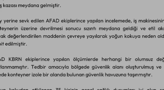 Mersin Uluslararası Limanı’nda İş Kazası ve Kimyasal Sızıntı
