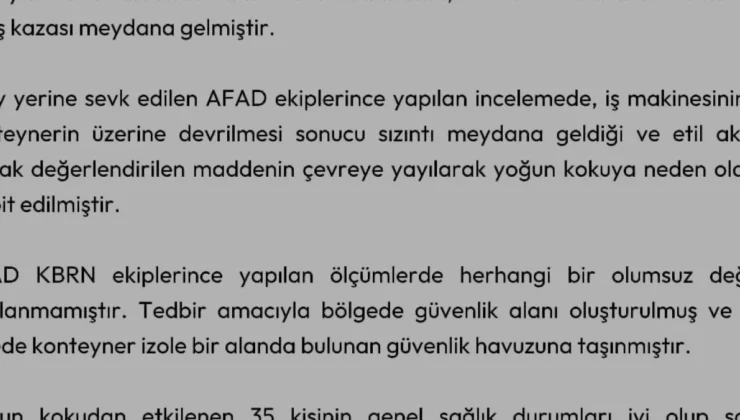 Mersin Uluslararası Limanı’nda İş Kazası ve Kimyasal Sızıntı