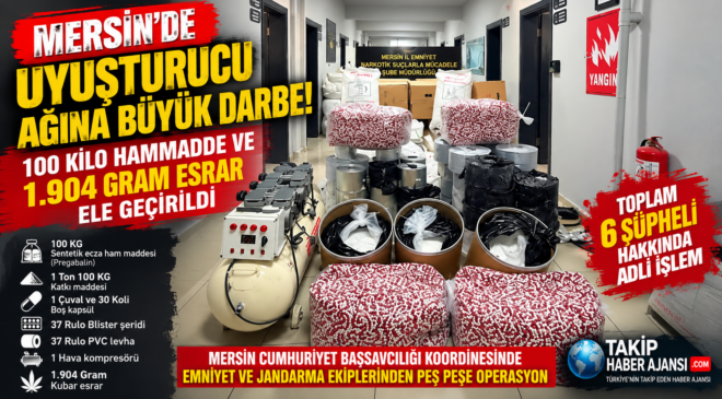 MERSİN’DE UYUŞTURUCU DEPOSU ÇÖKERTİLDİ! 100 KİLO HAMMADDE ELE GEÇİRİLDİ
